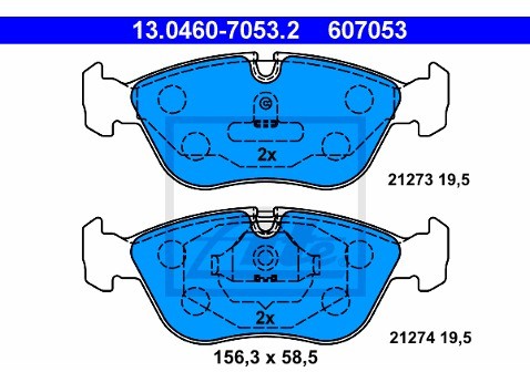 ATE Zestaw klocków hamulcowych, hamulce tarczowe 13.0460-7053.2