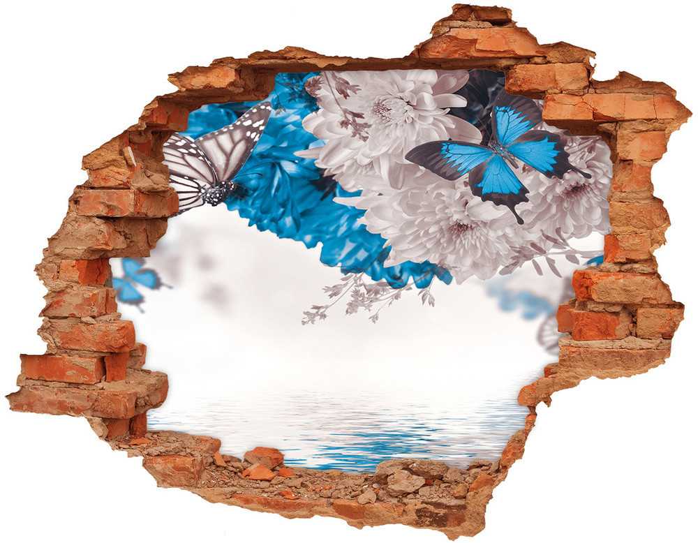 Wallmuralia.pl Samoprzylepna dziura na ścianę Kwiaty i motyle