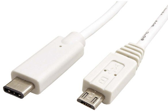 Фото - Кабель USB kabel , USB C (M) - microUSB (M), 2m, okrągły, biały, plastic bag(2.0)