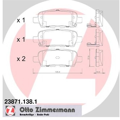 ZIMMERMANN Zestaw klocków hamulcowych, hamulce tarczowe 23871.138.1