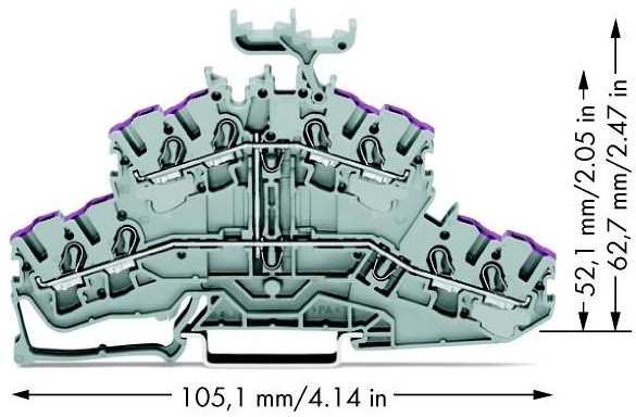 WAGO Terminal przepustowy podwójny WAGO 5.20 mm Sprężynowe Alokacja L szary 2002-2438 50 szt 2002-2438