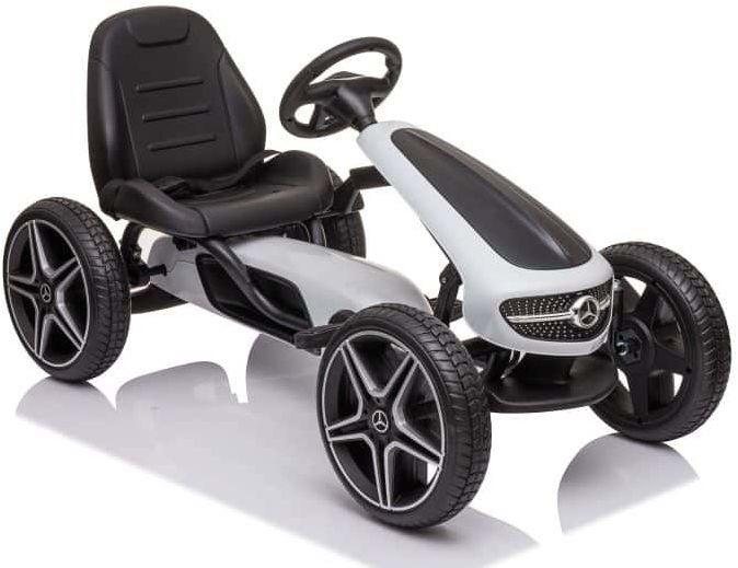 GOKART NA PEDAŁY LICENCJA MERCEDESA KOŁA EVA, MIĘKKIE SIEDZENIE Z LOGIEM MB JAKOŚĆ /XMX610 XMX-610-BIAŁY
