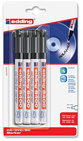 Edding 8400 CD-Marker końcówka okrągła 4 sztuki czarna 4-8400-4-1001
