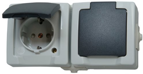 Wasserman Podwójne elektryczne Kopp Nautic 137002003 z zestykiem ochronnym i pokrywką oraz zwiększonym zabezpieczeniem przed dotknięciem, natynkowe, do pomieszczeń wilgotnych