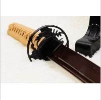 Kuźnia mieczy samurajskich MIECZ SAMURAJSKI WAKIZASHI DO TRENINGU, STAL WYSOKOWĘGLOWA 1095 WARSTWOWANA CZERWONA DAMASCEŃSKA, R831