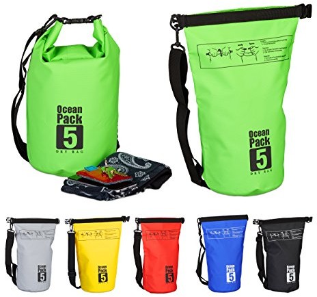 Relaxdays Ocean Pack, 5L, wodoodporne, plecak, ultralekki Dry Bag f. kajak, suche Kieszeń, żeglarstwo, narty, snowboard, zielony, 5l 10022782_53