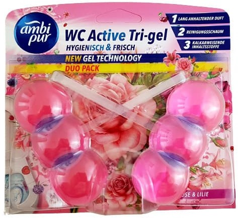Ambi Pur WC Kulki Active Tri Gel Rose+Lily 2x45g
