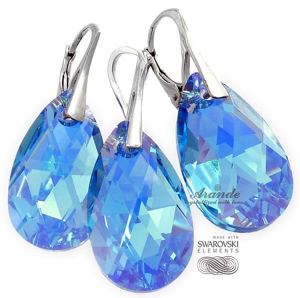 Arande SWAROVSKI NAJNOWSZY piękny komplet AQUAMARINE AB srebro UNIKAT 701161