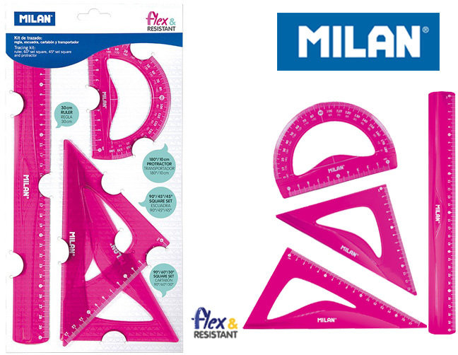 Zestaw Milan Milan, geometryczny, różowy, 4 sztuki