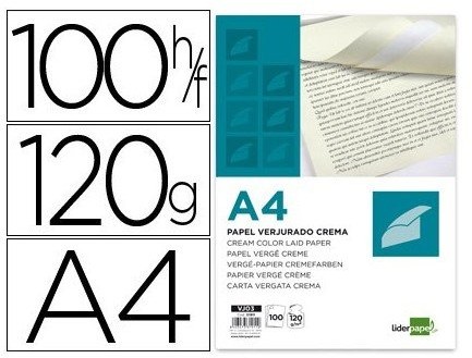 Liderpapel Kremowy boîte de 100 arkuszy papieru formatu A4, 120 G VJ03