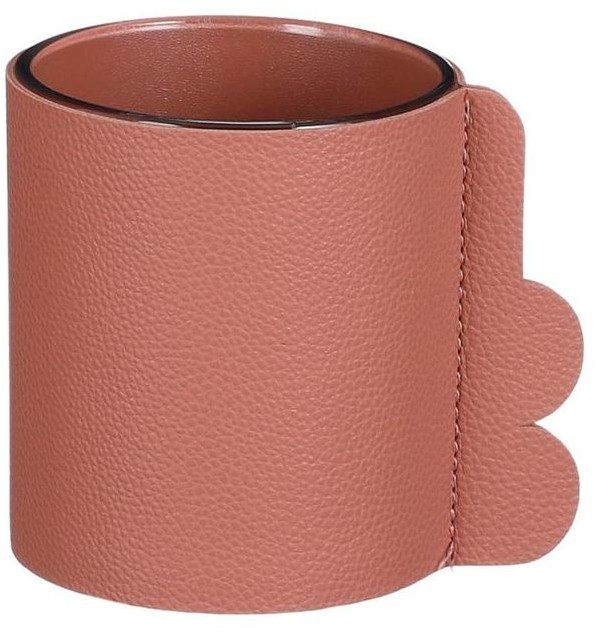 TAJEMNICZY OGRÓD Wazon szklany w osłonie skórzanej wys. 10 cm różowy
