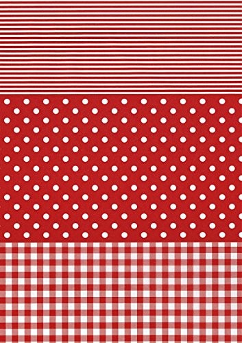 Clairefontaine Papier decopatch paski Spots i gingham,, czerwony, 3 sztuki C484O