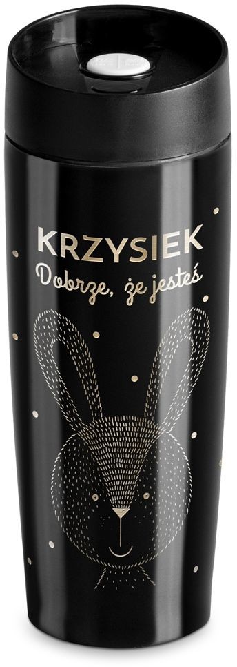 Murrano Kubek Termiczny Termos Czarny Króliczek GRAWER KUB-C-021