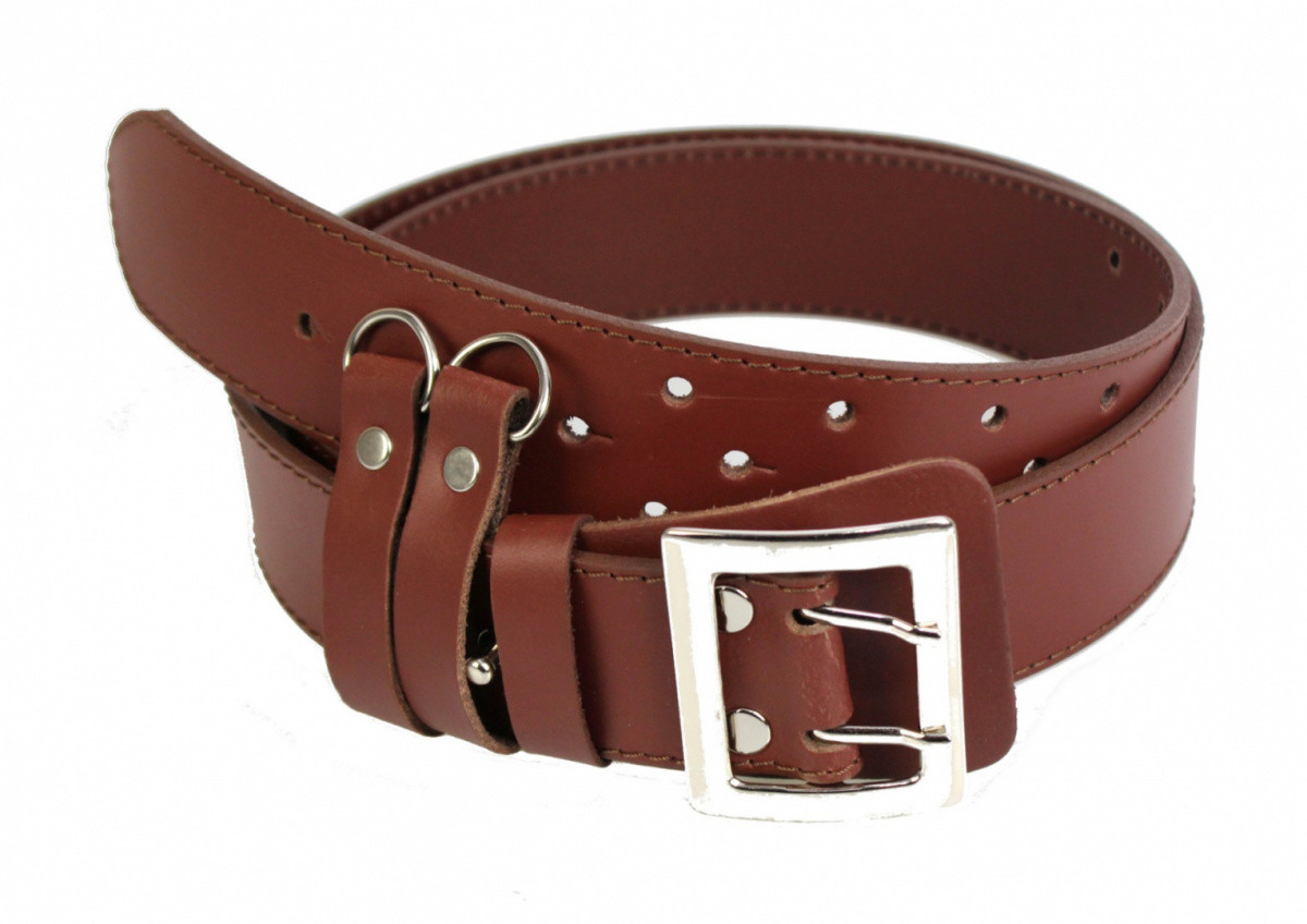 PolskaGalanteria.pl Pasek Męski Skórzany Oficer PolskaGalanteria Skóra Licowa CZEKOLADOWY SZYTY CIENKĄ CZEKOLADOWĄ NITKĄ 95 cm / 115 cm
