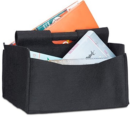 Relaxdays koszyk na gazety wykonany z filcu, wys. x szer. x gł.: 22 x 32 x 29 cm, 2 kieszenie, uchwyt, składany stojak na gazety, różne kolory 10021974_46