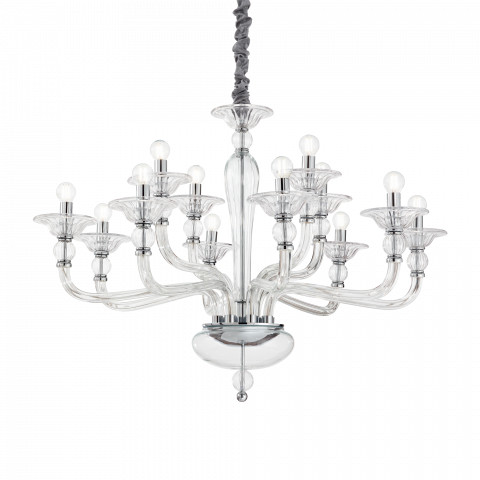 Ideal Lux Żyrandol Danieli SP12 213484 klasyczna oprawa wisząca w kolorze transparentnym 213484