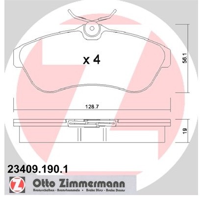 ZIMMERMANN Zestaw klocków hamulcowych, hamulce tarczowe 23409.190.1