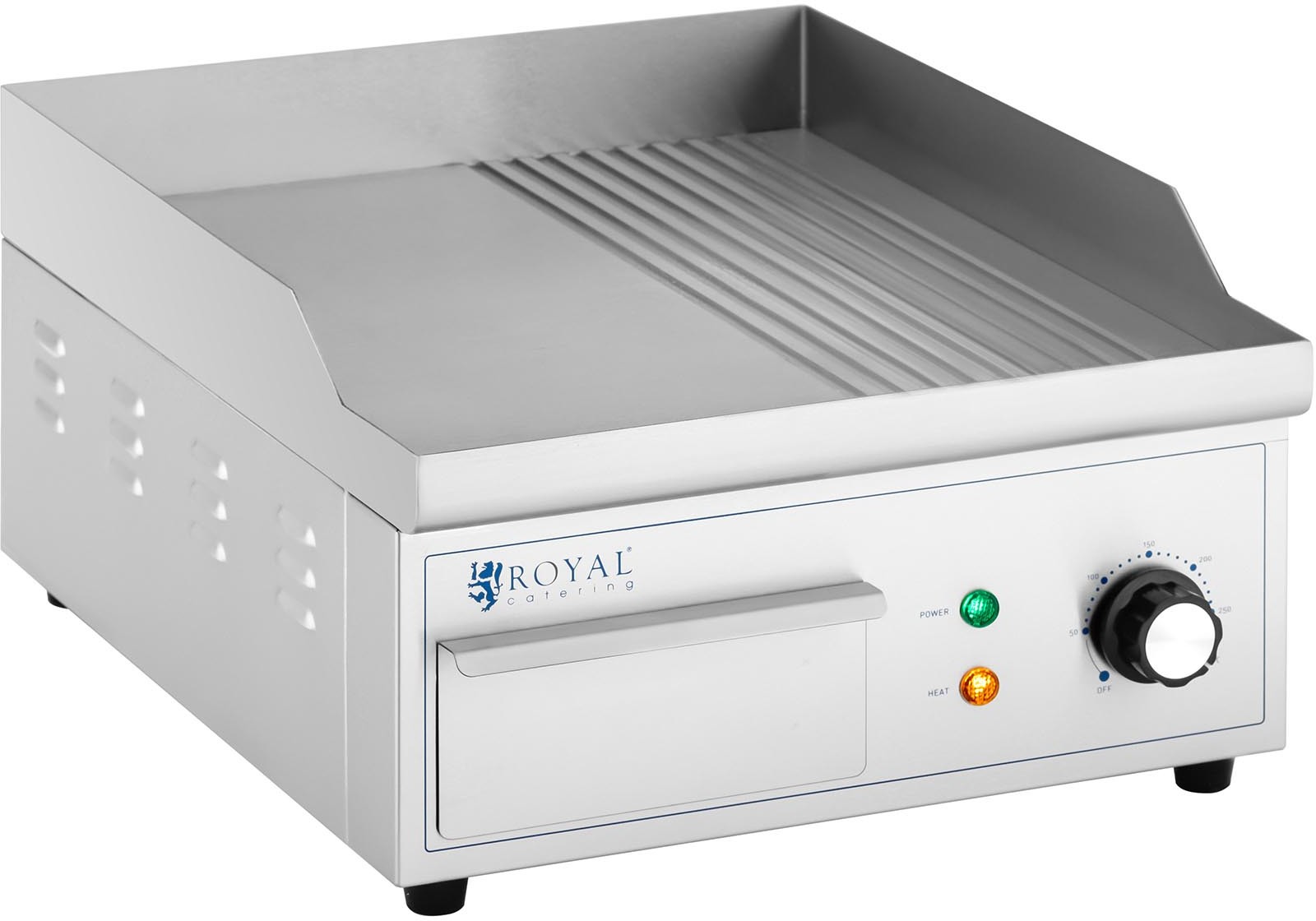 Royal Catering Płyta grillowa 360 x 380 mm gładka/ryflowana 2000 W RCPG45-M