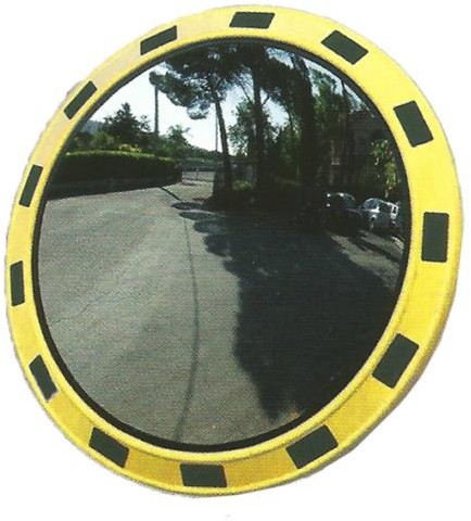lustro okrągłe z żółto czarną ramą 80 cm