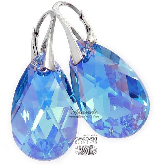 Swarovski NAJNOWSZE piękne kolczyki AQUAMARINE AB srebro UNIKAT