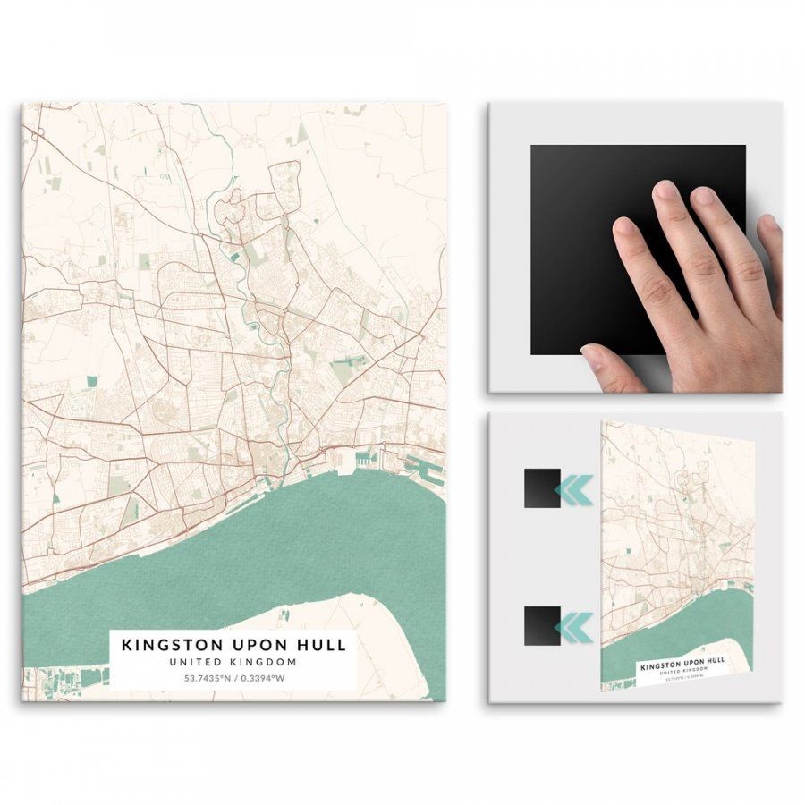 Pix4home Plakat metalowy Mapa Vintage Kingston upon Hull M POS-M-04177