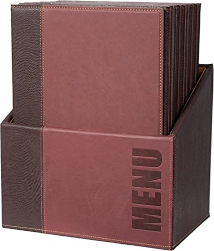 Securit Pudełko menu z modnym zakresem z 20 kartami menu A4 z 1 podwójnym wkładem wina, czerwone MC-BOX-TRA4-WR