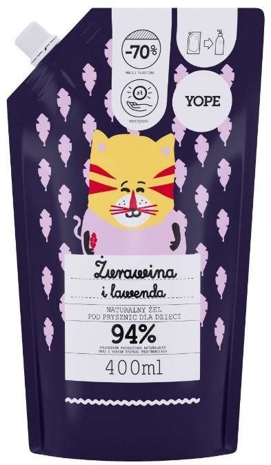 YOPE Żel pod prysznic dla dzieci Żurawina i Lawenda REFILL 400 ml -
