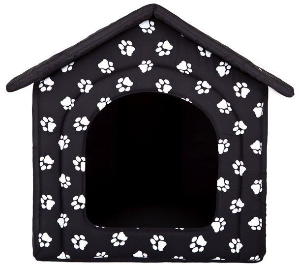 Hobbydog Buda dla psa, czarna w łapki, 70x60x63 cm