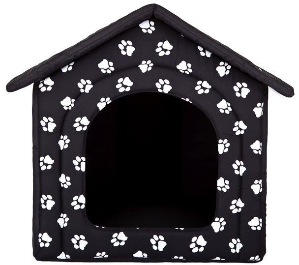 Hobbydog Buda dla psa, czarna w łapki, 70x60x63 cm