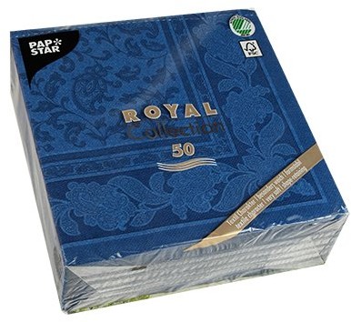 Papstar Royal Collection Ornaments 11665 serwetki papierowe, składane 1/4, wymiary: 40 x 40 cm, kolor: granatowy, 50 szt. 11665