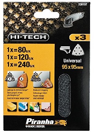 Black&Decker Trójkąt siatek ściernych sortowane: K80, K120, K240, 1 sztuki, x39197-XJ