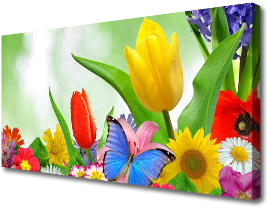 PL Tulup Obraz Canvas Motyl Kwiaty Przyroda 120x60cm