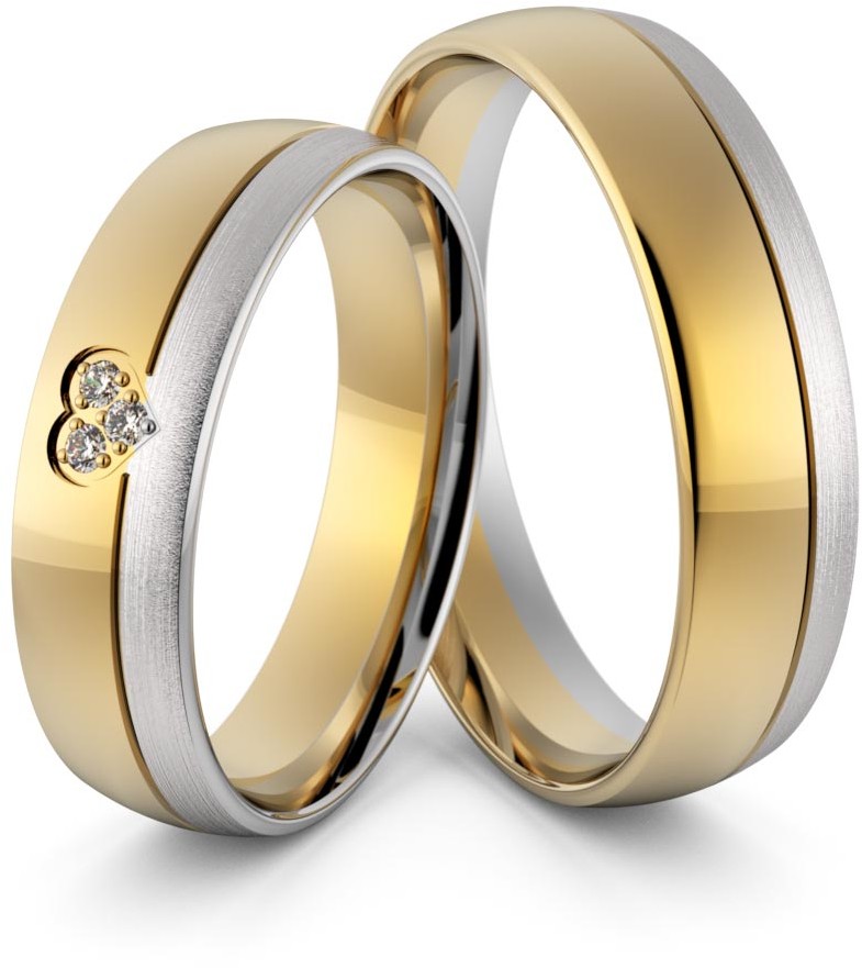 Eminence Obrączki ślubne dwukolorowe z sercem i brylantami - Au-966 Au-966-4