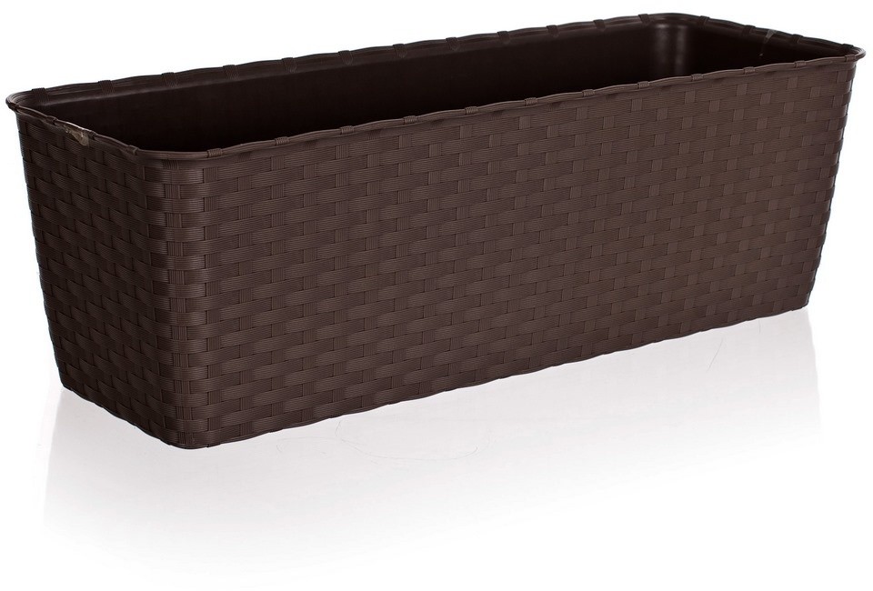 Skrzynka na kwiaty samonawadniające Rattan Natura Line, brązowy 50 cm