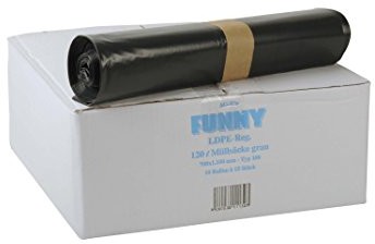 Funny Regeneracyjne włókna LDPE worki na śmieci, szary, zwinięty, 120 L, typ 100, 1er Pack (1 X 150 sztuk) AG-876