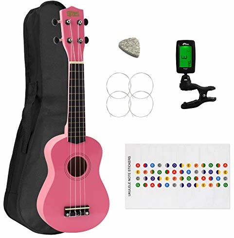 Mad About Mad About Ukulele sopranowe dla początkujących w kolorze różowym z Uke Bag i tunerem SU8-TU-PK