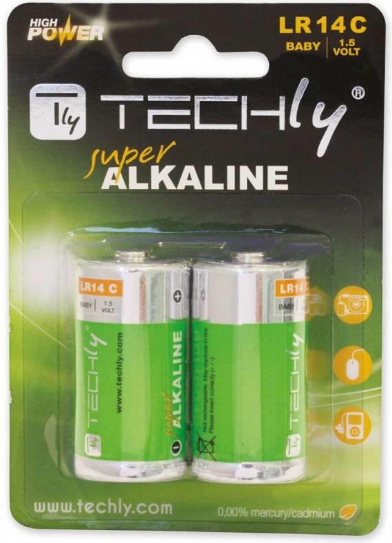 Techly Baterie alkaliczne 1.5V C R14 2 sztuki - 307049