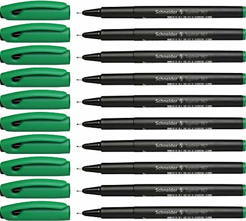 Schneider Topliner 967 cienkopisy (grubość kreski 0,4 mm) 10 sztuk zielone 9674