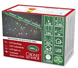 Konstsmide , 6331  590, Micro LED łańcuch świetlny, drut, powoli zmieniające kolor RGB, 100 RGB diody, wewnętrznego transformatora 4.5 V _, srebrna 6331-590