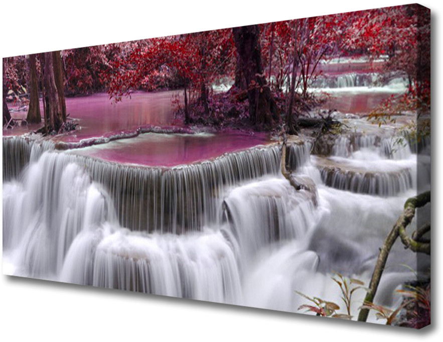 PL Tulup Obraz na Płótnie Wodospad Drzewo Natura 100x50cm