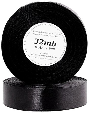 HADLAW Wstążka satynowa 25mm/32mb czarna .