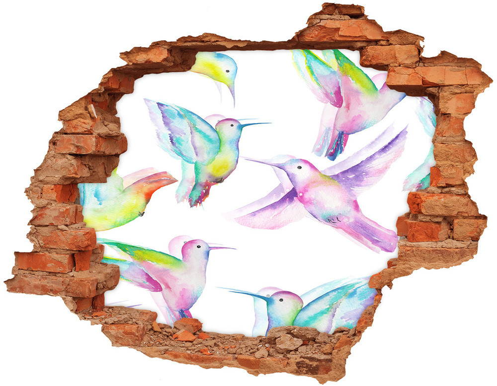 Wallmuralia.pl Dziura 3d foto tapeta naklejka Kolibry