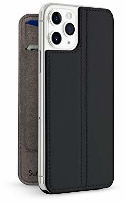 Twelve South SurfacePad do iPhone'a 11 Pro | Ultra-cienkie luksusowe etui ze skóry napa + stojak na wyświetlacz ze śpieniem/budzeniem (czarny) 12-1949