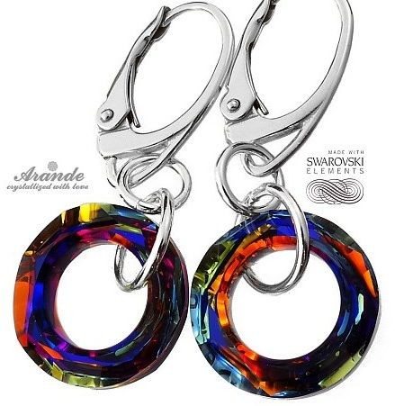 Swarovski piękne kolczyki VOLCANO RING srebro