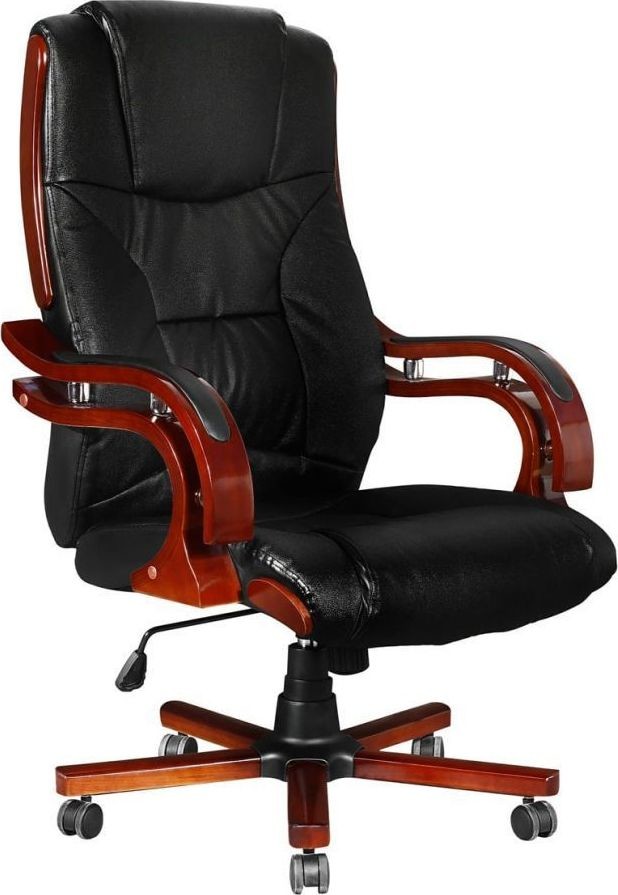 vidaXL Skrzany fotel biurowy z wysokim oparciem