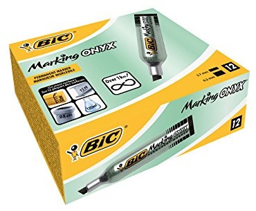 BIC Permanent Marker Marking Onyx 1481, klinowatym czubkiem, od 3.7 MM do 5.2 MM, pudełka po 12 sztuk, czarny 8418131