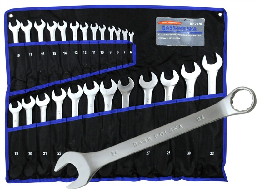 BASS Zestaw Kluczy Płasko Oczkowych 25szt 10lat Gw