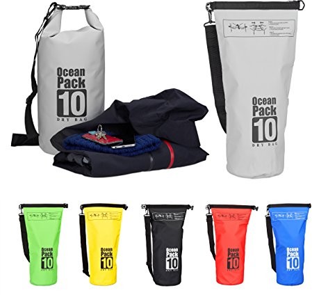 Relaxdays Ocean Pack 10 L, odporną na wodę Dry Bag, ultralekki worek do suchych f. kajak, żeglarstwo, jazda na nartach, rożne. Kolory, szary 10022783_709