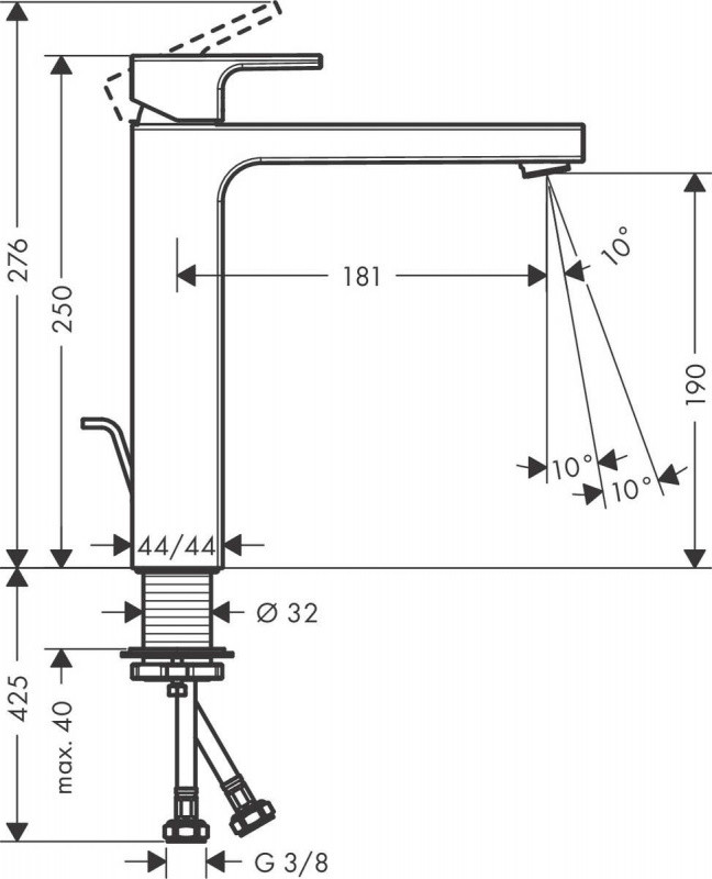 Hansgrohe Vernis Shape Bateria umywalkowa z korkiem czarny mat 71562670