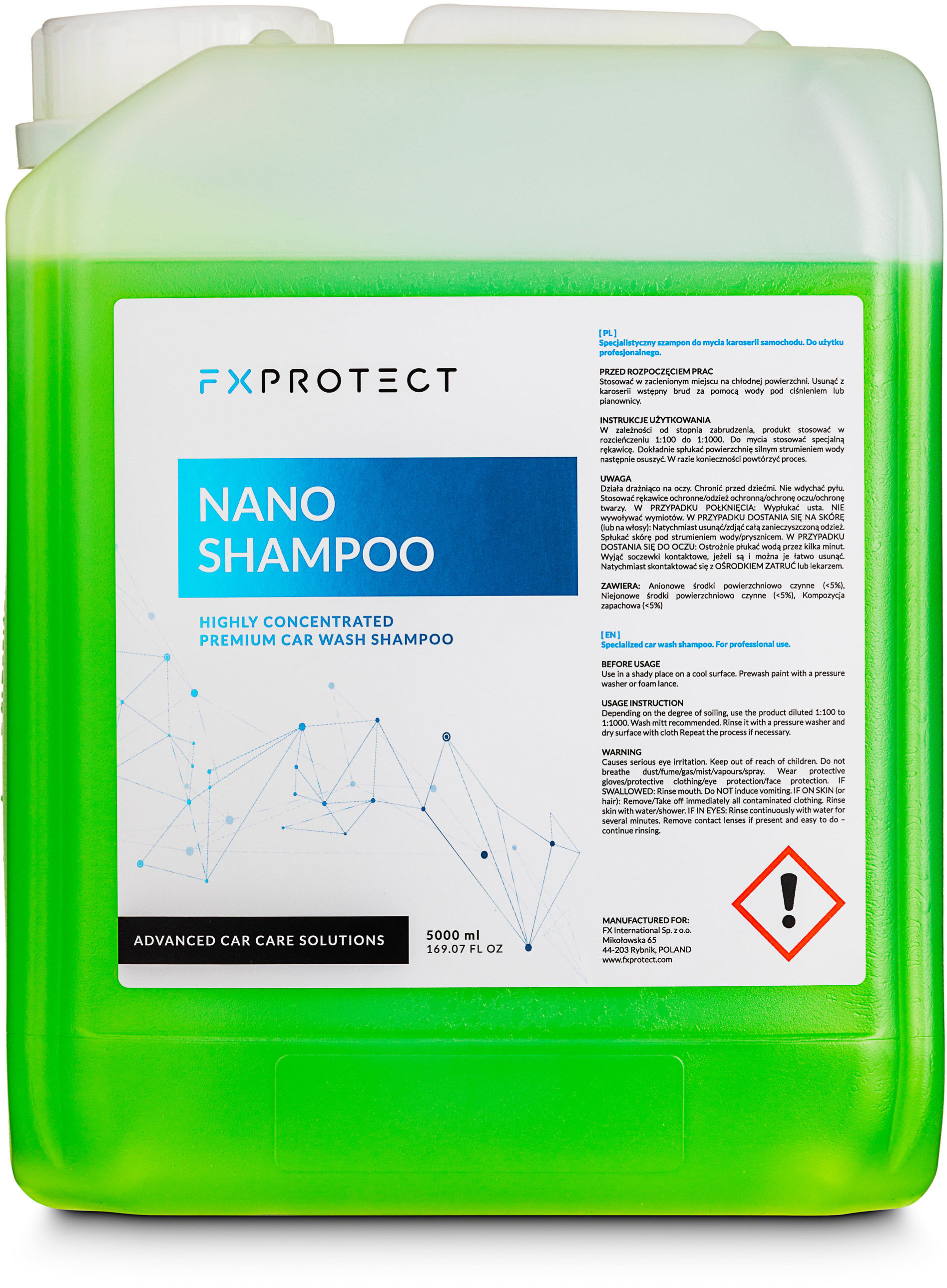 FX PROTECT Nano Shampoo - szampon samochodowy z kwarcem SiO2 pH Neutral 5L FX000021